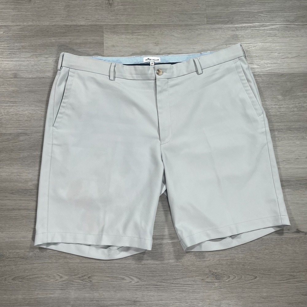 Peter Millar Shorts Mens 40 Gray Crown Sport Flat Front Chino Classic Golf